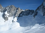 Traversée de la brèche Puiseux : face ouest des petites Jorasses